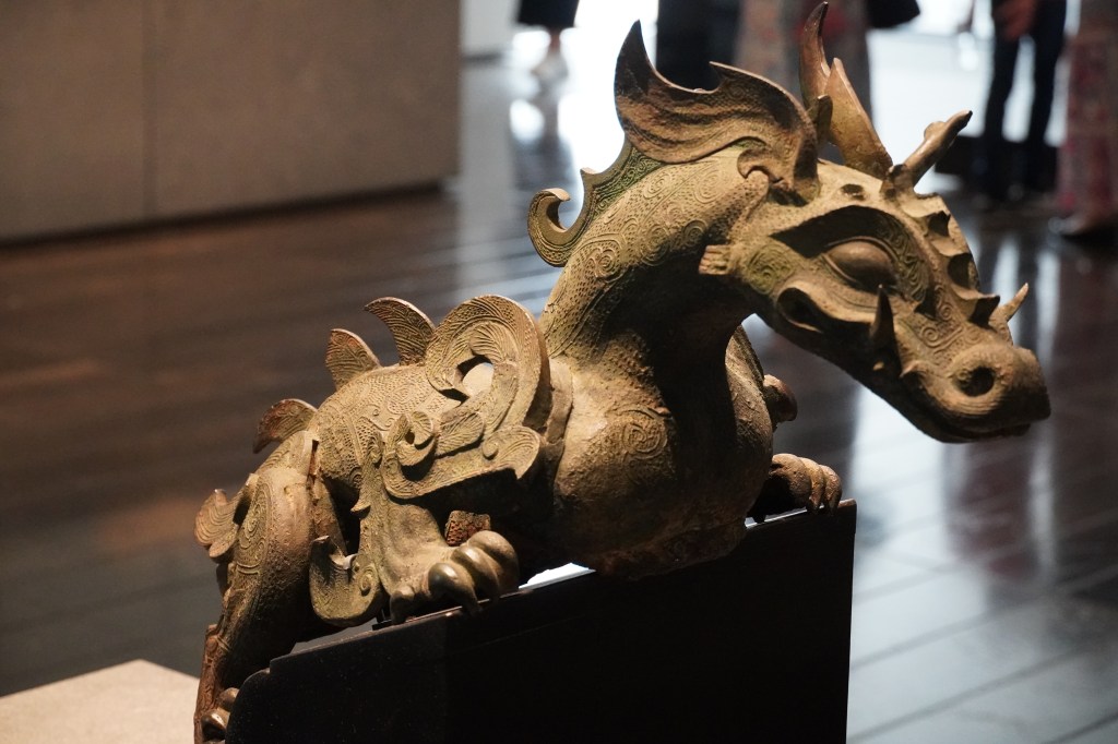 Chinese dragon sculpture at the galleries of Louvre Abu Dhabi.