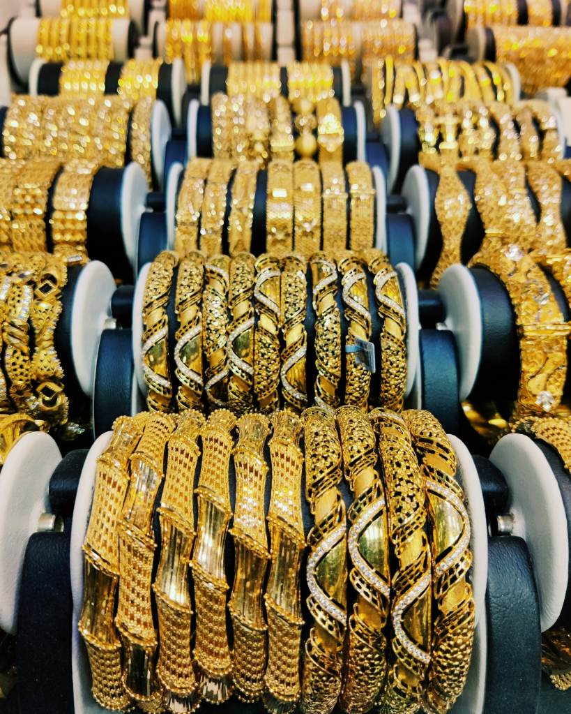 Gold bangles at Dubai Gold Souk.