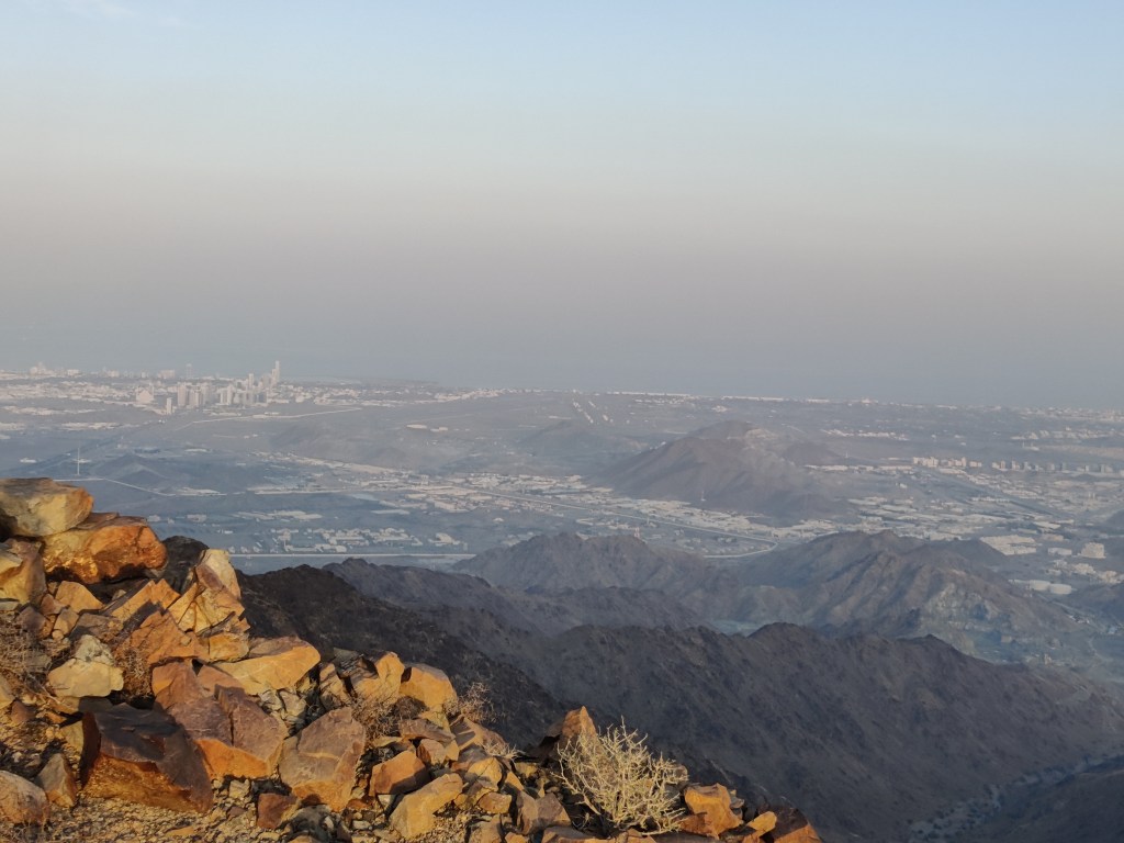 The view towards Kalba and Fujairah from the top of the mountain in Fujairah.