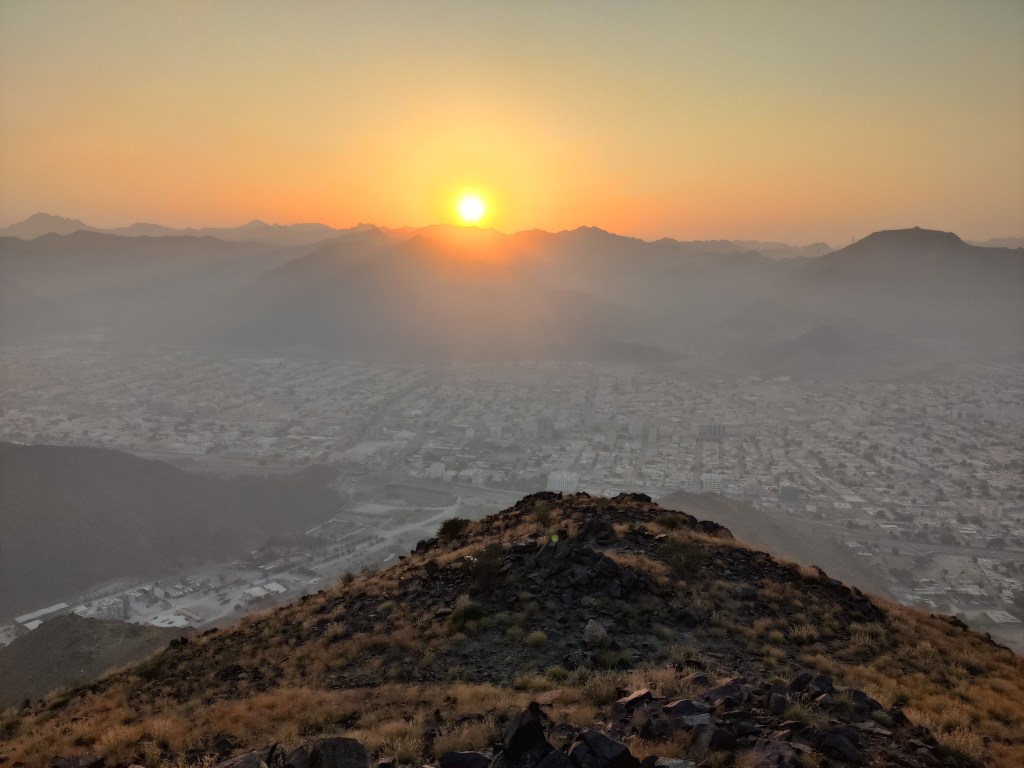 Sunset view from the mountain at Khorfakkan.